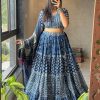 Blue Rayon Print Lehenga Choli