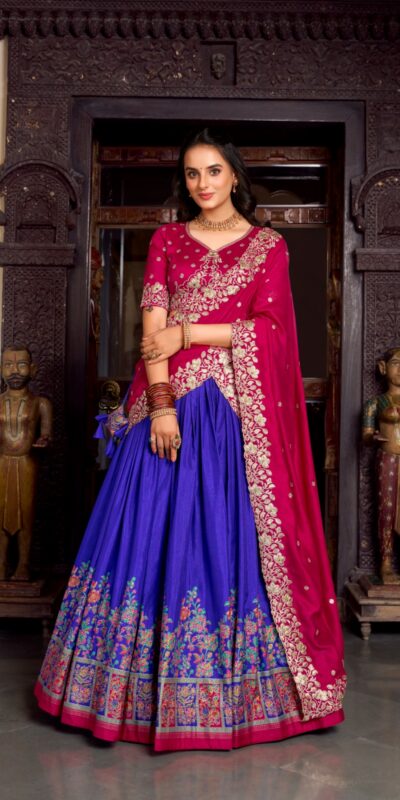LNB 1238 Blue Color Tasar Silk Printed With Foil Work Lehenga Choli Festive Party Wedding, Events etc. Delivery 4-6 Working Days @2999/- | Creative Lehenga, Bollywood Lehenga, Designer Lehenga, Embroidered Lehenga, Lehenga, Party Wear Lehenga
