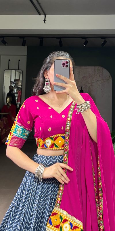 LNB 1742 Blue Color Tasar Silk Foil Print Original Mirror Gamthi  Work Lehenga Choli Wedding, Party, Festive, Events Etc. Delivery 4-6 Working Days Rs 3049 | Creative Lehenga, Bollywood Lehenga, Designer Lehenga, Embroidered Lehenga, Lehenga, Party Wear Lehenga