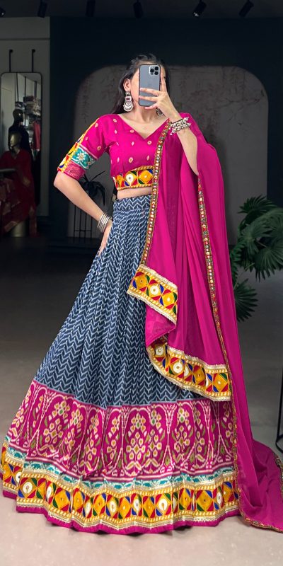 LNB 1742 Blue Color Tasar Silk Foil Print Original Mirror Gamthi  Work Lehenga Choli Wedding, Party, Festive, Events Etc. Delivery 4-6 Working Days Rs 3049 | Creative Lehenga, Bollywood Lehenga, Designer Lehenga, Embroidered Lehenga, Lehenga, Party Wear Lehenga