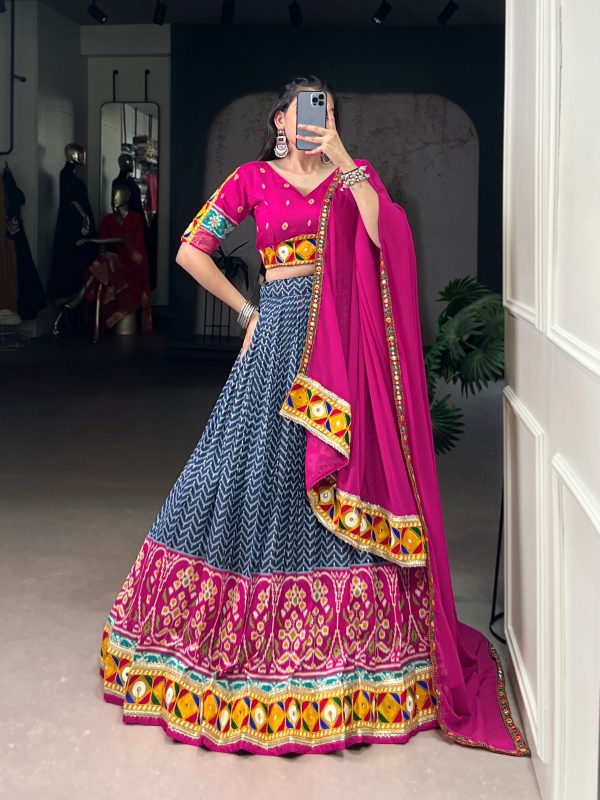 LNB 1742 Blue Color Tasar Silk Foil Print Original Mirror Gamthi  Work Lehenga Choli Wedding, Party, Festive, Events Etc. Delivery 4-6 Working Days Rs 3049 | Creative Lehenga, Bollywood Lehenga, Designer Lehenga, Embroidered Lehenga, Lehenga, Party Wear Lehenga