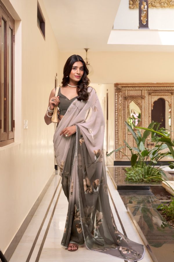 Coffee Weightless Printed Saree