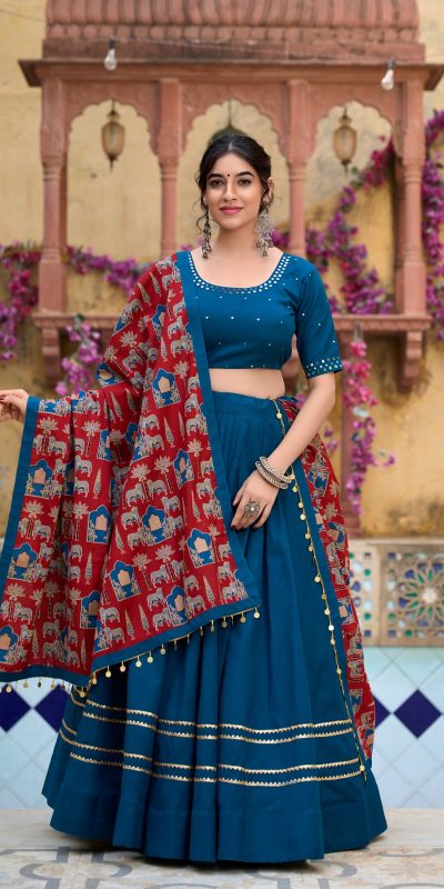 LNB 1697 Firozi Color Pure Cotton Plain With Gota Patti Touch Up Lehenga Choli Wedding, Party, Festive, Events Etc. Delivery 4-6 Working Days Rs 3499 | Creative Lehenga, Bollywood Lehenga, Designer Lehenga, Embroidered Lehenga, Lehenga, Party Wear Lehenga