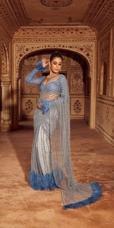 DF 3446 Firozi Color Mono Net 5mm Multy & Sequins Embroidery Work Saree Casual, Wedding, Festive, Events . Expected Delivery  4-6 Working Days @1759/- only                                                                                | Embroidered Sarees, Bollywood Sarees, Creative Sarees, Designer Sarees, Ethnic Saree, Modern Digital sarees, Party Wear Sarees, Sarees