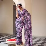 Gray Weightless Floral Printed Saree