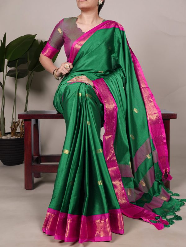 Green Cotton Paithani Saree