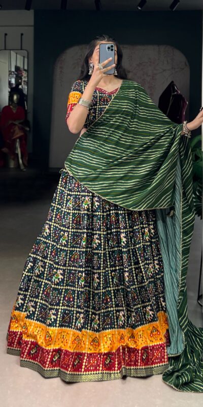 LNB 1638 Green Color Cotton Printed With Foil Work Lehenga Choli Wedding, Party, Festive, Events Etc. Delivery 4-6 Working Days Rs 1999 | Creative Lehenga, Bollywood Lehenga, Designer Lehenga, Embroidered Lehenga, Lehenga, Party Wear Lehenga