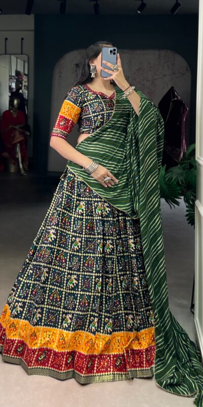 LNB 1638 Green Color Cotton Printed With Foil Work Lehenga Choli Wedding, Party, Festive, Events Etc. Delivery 4-6 Working Days Rs 1999 | Creative Lehenga, Bollywood Lehenga, Designer Lehenga, Embroidered Lehenga, Lehenga, Party Wear Lehenga