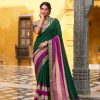 Green Poly Cotton Printed Zari Saree