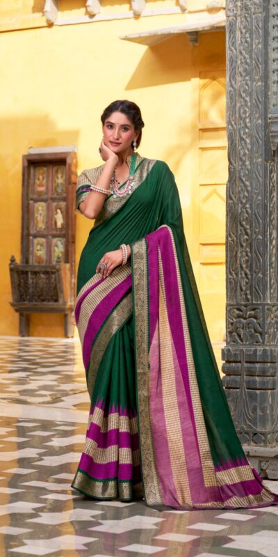 YNF 7049 Green Color Poly Cotton Printed With Zari Weaving Work Saree Casual, Wedding, Festive, Events . Expected Delivery 4-6 Working Days @1699/- only | Embroidered Sarees, Bollywood Sarees, Creative Sarees, Designer Sarees, Ethnic Saree, Modern Digital sarees, Party Wear Sarees, Sarees