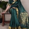 Green Raw Silk Zari Weaving Saree