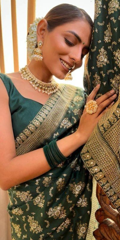 KP 5079 Green Color Soft Lichi Silk Jacquard On All Over Saree Casual, Party Wear, Wedding, Events Etc. Expected Delivery 4-6 Working Days @1449/- | Embroidered Sarees, Bollywood Sarees, Creative Sarees, Designer Sarees, Ethnic Saree, Modern Digital sarees, Party Wear Sarees, Sarees