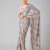 Lavender Georgette Sequins Work Saree