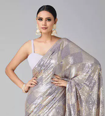 DF 3426 Lavender Color Georgette 5MM Sequins Embroidery Work Saree Casual, Wedding, Festive, Events . Expected Delivery  4-6 Working Days @1749/- only                                                 | Embroidered Sarees, Bollywood Sarees, Creative Sarees, Designer Sarees, Ethnic Saree, Modern Digital sarees, Party Wear Sarees, Sarees