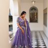 Lavender Gold Crush Sequins Embroidery Work Lehenga Choli