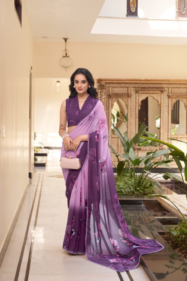 Lavender Weightless Printed Saree