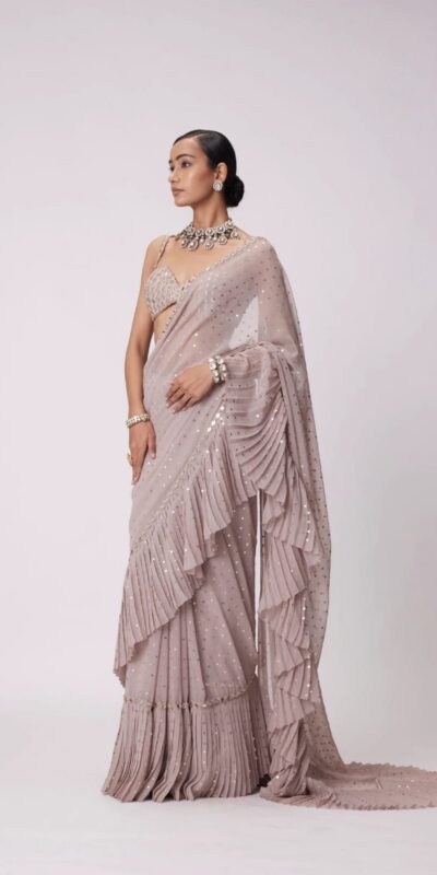 DF 3455 Light Peach Color Faux Georgette Embroidery Sequins Work Saree Casual, Wedding, Festive, Events . Expected Delivery 4-6 Working Days @1999/- only | Embroidered Sarees, Bollywood Sarees, Creative Sarees, Designer Sarees, Ethnic Saree, Modern Digital sarees, Party Wear Sarees, Sarees