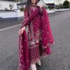 Maroon Georgette Embroidery Salwar Suit