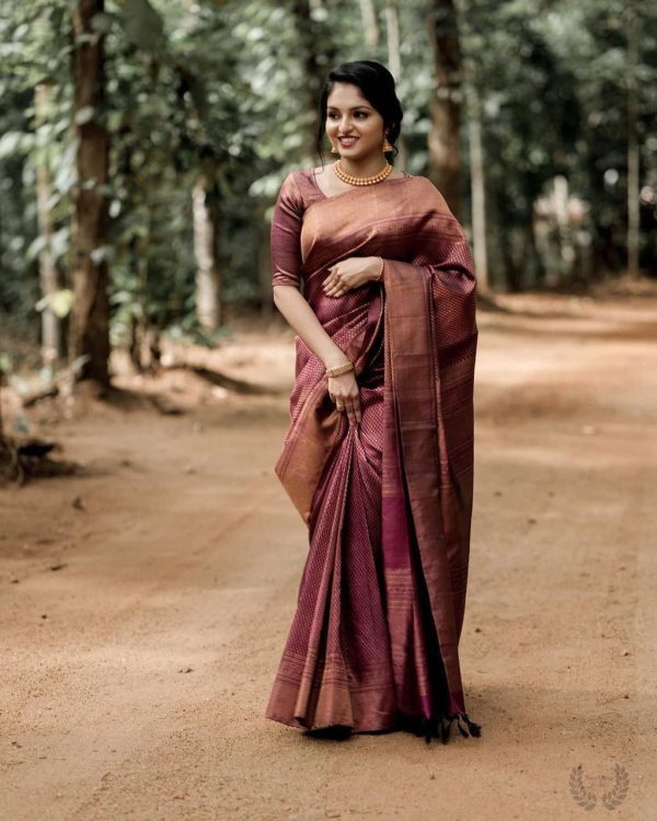 KP 3075 Maroon Soft Lichi Silk Whit Designer Jacquard Work in Saree it Grab for ₹1399. Delivery 4-6 Working Days. Shop now. | Embroidered Sarees, Bollywood Sarees, Creative Sarees, Designer Sarees, Ethnic Saree, Modern Digital sarees, Party Wear Sarees, Sarees