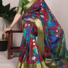 Maroon Tasar Silk Printed Saree