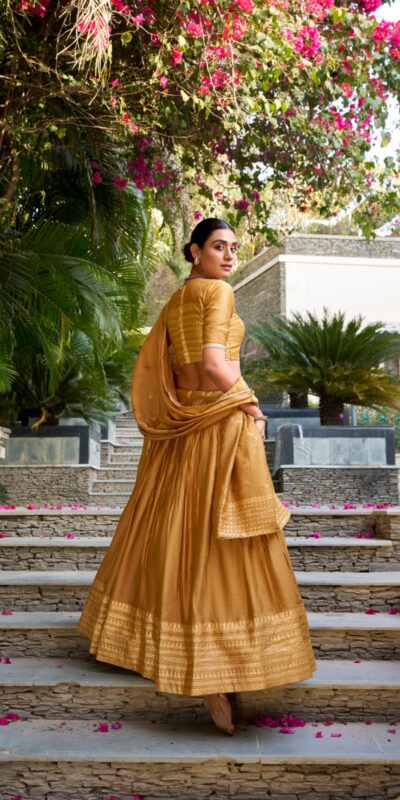 LNB 1906 Mustard Pure Chanderi Plain With Zari Weaving Work Border Lehenga Choli Wedding, Party, Festive, Events Etc. Delivery 4-6 Working Days Rs 1999 | Creative Lehenga, Bollywood Lehenga, Designer Lehenga, Embroidered Lehenga, Lehenga, Party Wear Lehenga