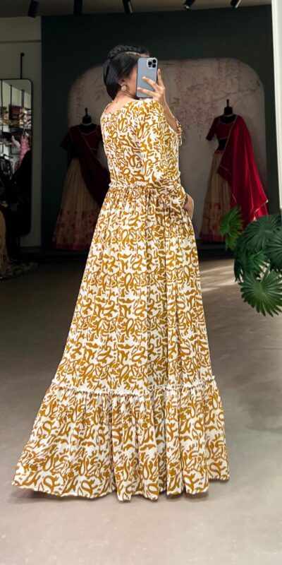 YNF 5016 Mustard Color Georgette Plain Sequins Embroidery Lace Gown Casual, Wedding, Festive, Events . Expected Delivery 4-6 Working Days @1599/- only | Bollywood Gowns, Creative Gowns, Designer Gowns, Embroidered Gowns, Gowns, Party Wear Gowns
