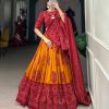 Mustard Tasar Bandhej Lehenga Choli