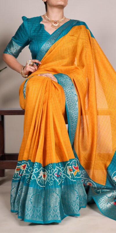 YNF 7029 Mustard Color Tussar Chex Patola Print Weaving Work Border Saree Casual, Wedding, Festive, Events . Expected Delivery 4-6 Working Days @1499/- only | Embroidered Sarees, Bollywood Sarees, Creative Sarees, Designer Sarees, Ethnic Saree, Modern Digital sarees, Party Wear Sarees, Sarees