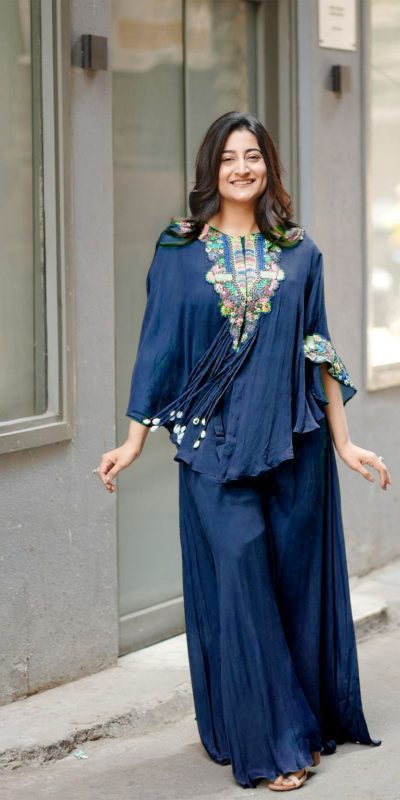 Navy Blue Chinon Sequence Salwar Suit