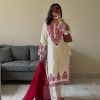 Off White Roman Embroidery Salwar Suit