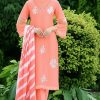 Peach Roman Embroidery Salwar Suit