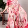 Peach Viscose Printed Saree