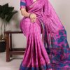 Pink Chanderi Printed Saree
