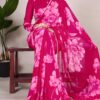 YNF 7011 Pink Color Chiffon Foral Printed Pearl Lace Border Saree Casual, Wedding, Festive, Events . Expected Delivery  4-6 Working Days @1499/- only                                                                                | Embroidered Sarees, Bollywood Sarees, Creative Sarees, Designer Sarees, Ethnic Saree, Modern Digital sarees, Party Wear Sarees, Sarees
