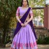 Light Purple Cotton Embroidery Lehenga Choli