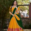 Yellow Cotton Embroidery Lehenga Choli