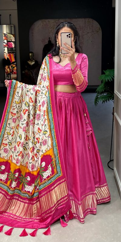 LNB 1653 Pink Color Gaji Silk Dyeing With Lagdi patta Lehenga Choli Wedding, Party, Festive, Events Etc. Delivery 4-6 Working Days Rs 3499 | Creative Lehenga, Bollywood Lehenga, Designer Lehenga, Embroidered Lehenga, Lehenga, Party Wear Lehenga