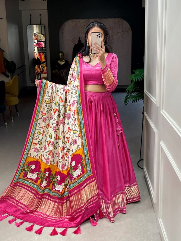 LNB 1653 Pink Color Gaji Silk Dyeing With Lagdi patta Lehenga Choli Wedding, Party, Festive, Events Etc. Delivery 4-6 Working Days Rs 3499 | Creative Lehenga, Bollywood Lehenga, Designer Lehenga, Embroidered Lehenga, Lehenga, Party Wear Lehenga