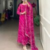 Pink Georgette Leheriya Gown
