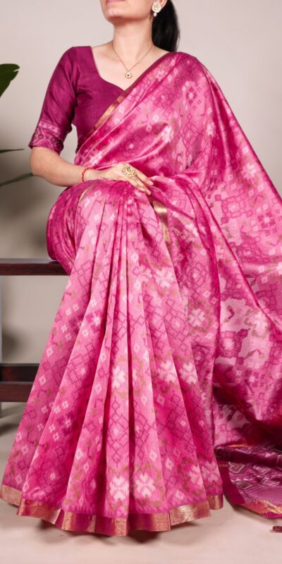 YNF 7416 Pink Color Jacquard Silk Patola Print Zari Weaving Work Saree Casual, Wedding, Festive, Events . Expected Delivery  4-6 Working Days @2599/- only                                                                                | Creative Sarees, Embroidered Sarees, Bollywood Sarees, Designer Sarees, Ethnic Saree, Modern Digital sarees, Party Wear Sarees, Sarees