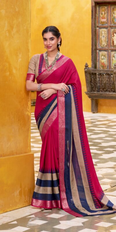 YNF 7049 Pink Color Poly Cotton Printed With Zari Weaving Work Saree Casual, Wedding, Festive, Events . Expected Delivery 4-6 Working Days @1699/- only | Embroidered Sarees, Bollywood Sarees, Creative Sarees, Designer Sarees, Ethnic Saree, Modern Digital sarees, Party Wear Sarees, Sarees