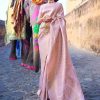 Pink Soft Lichi Silk Saree