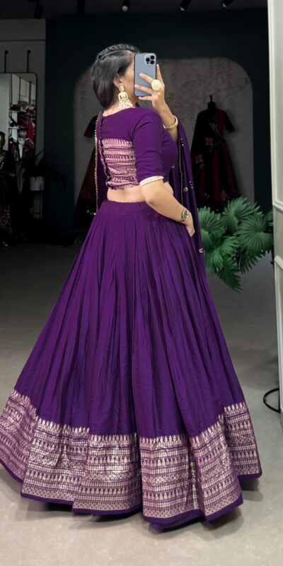 LNB 1906 Purple Color Pure Chanderi Plain With Zari Weaving Work Border Lehenga Choli Wedding, Party, Festive, Events Etc. Delivery 4-6 Working Days Rs 1999 | Creative Lehenga, Bollywood Lehenga, Designer Lehenga, Embroidered Lehenga, Lehenga, Party Wear Lehenga