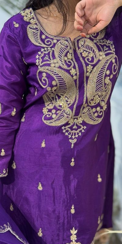 Purple Chinon Sequence Salwar Suit