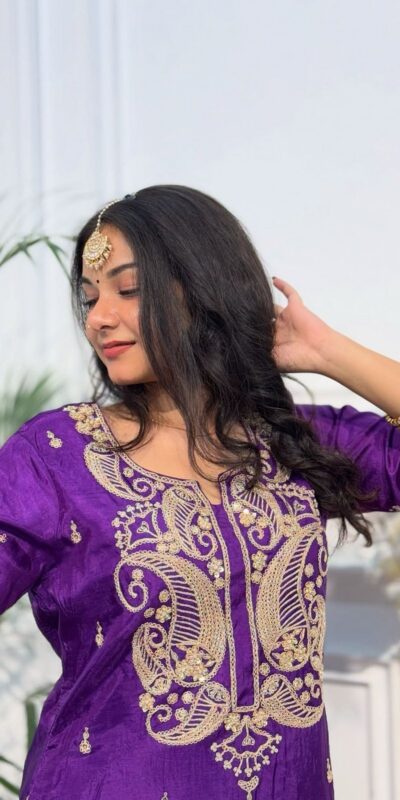BE 352 Purple Color Chinon Cording Sequence Embroidery Work Salwar Suit Casual, Wedding, Festive, Events . Expected Delivery 4-6 Working Days @1699/- only | Casual Suits, Jump Suits, Creative suits, Designer Suits, Palazzo Suits, Party Wear Suits, Patiala Suits, Salwar suit, Straight Suits