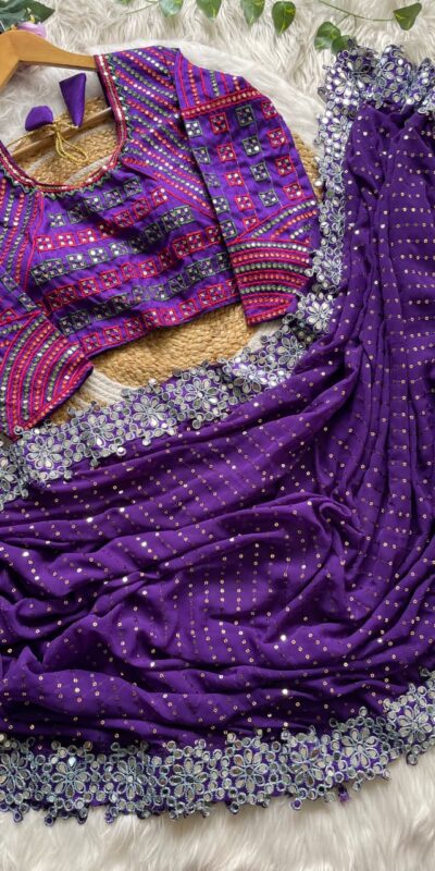 DF 3453 Purple Color Faux Georgette 5mm Sequence Work Casual, Wedding, Festive, Events . Expected Delivery  4-6 Working Days @2099/- only                                                                                | Embroidered Sarees, Bollywood Sarees, Creative Sarees, Designer Sarees, Ethnic Saree, Modern Digital sarees, Party Wear Sarees, Sarees