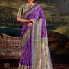 purple Green Silk Madhubani Saree