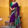 Purple Polyester Kalamkari Saree