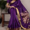 Purple Raw Silk Zari Weaving Saree
