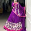Purple Rayon Printed Lehenga Choli